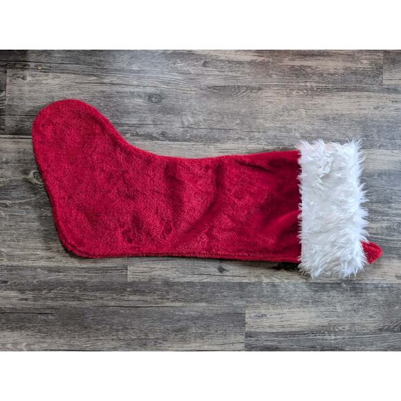 Large Traditional Christmas Stocking Red Faux Fur Top Holiday Decor 30" - Picture 2 of 5